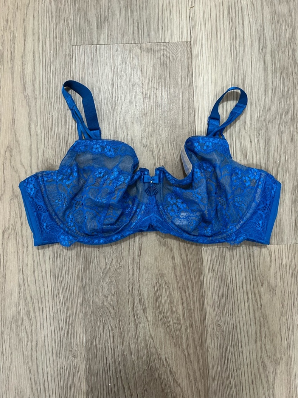 Wacoal 855184 Captivation Blue Lace Unlined Underwire Bra 38D